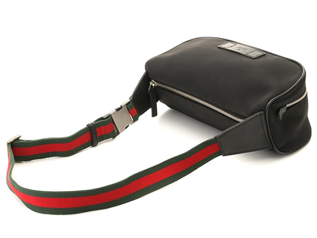 GUCCI　グッチ　シェリーライン ボディバッグ　ブラック　キャンバス/レザー　630920【431】 2143000725455