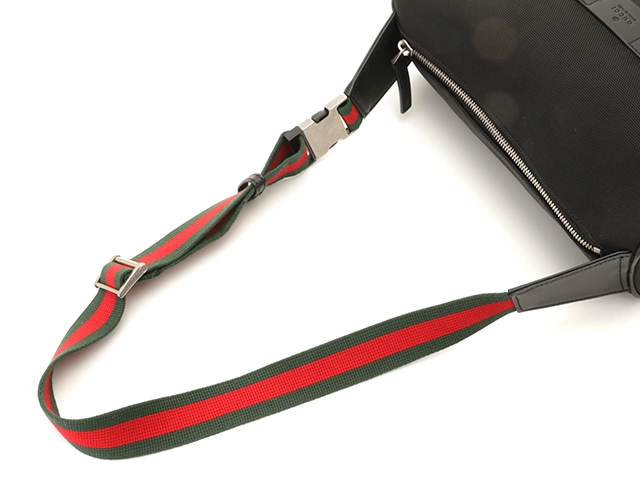 GUCCI　グッチ　シェリーライン ボディバッグ　ブラック　キャンバス/レザー　630920【431】 2143000725455