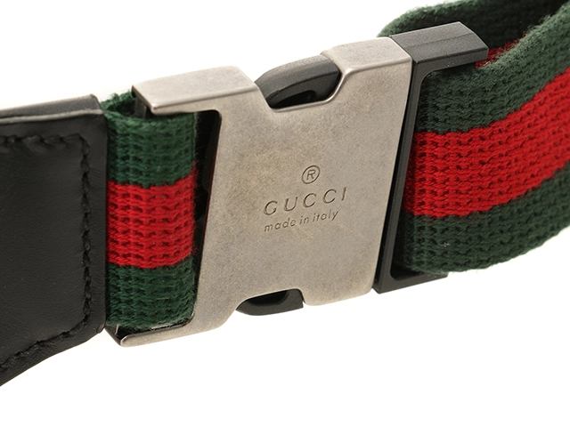 GUCCI　グッチ　シェリーライン ボディバッグ　ブラック　キャンバス/レザー　630920【431】 2143000725455