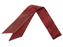 HERMES　エルメス　ツイリー　カドリージュポイント　ボルドー　カーフ／シルク　【472】YN