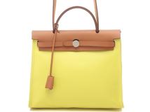 HERMES エルメス　エールバッグジップPMイエロー/ナチュラル/ブラウン/SV　B刻印（2023年頃）【472】IK