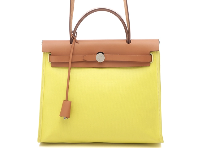 HERMES エルメス エールバッグジップPMイエロー/ナチュラル