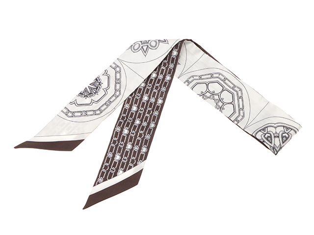 【ぶたこ】 HERMES エルメス　ツイリー HERMES エルメス ツイリー L'EFFET KALEIDOSCOPE ブラン/アントラシト