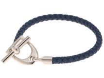 HERMES　エルメス　エトリエ　ブレスレット　ブルー　ステンレス/ヴォー・スウィフト　2143000726551【432】