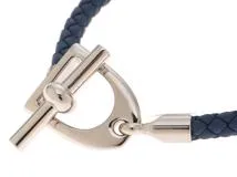 HERMES　エルメス　エトリエ　ブレスレット　ブルー　ステンレス/ヴォー・スウィフト　2143000726551【432】