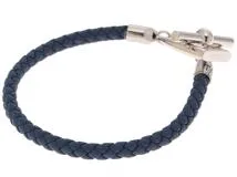 HERMES　エルメス　エトリエ　ブレスレット　ブルー　ステンレス/ヴォー・スウィフト　2143000726551【432】