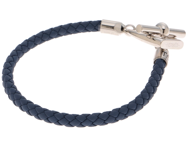 HERMES エルメス エトリエ ブレスレット ブルー ステンレス/ヴォー・スウィフト 2143000726551【432】