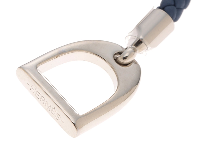 HERMES エルメス エトリエ ブレスレット ブルー ステンレス/ヴォー・スウィフト 2143000726551【432】