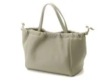 セリーヌ トリフォルド チェーン ショルダーバッグ レザー ライトグレー CELINE セリーヌ スモール カバ ドローストリング キュイル