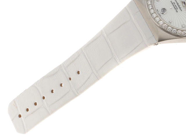 OMEGA オメガ 腕時計 コンステレーション 123.18.35.20.55.001 ダイヤモンドベゼル ステンレススティール/革 ホワイトマザーオブパール文字盤 自動巻【472】UH