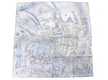 HERMES エルメス スカーフ カレ90 クレイジー・フォーブル ブルーエレクトリック/アルドワーズ シルク H004147S 05【472】YY