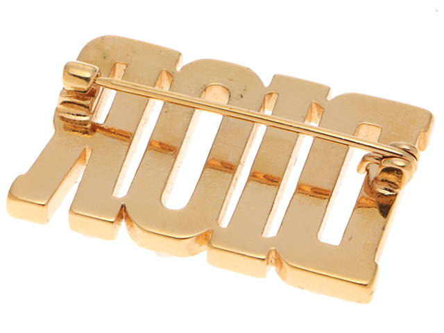 Dior ディオル Diorロゴブローチ メタル（GP） レジンパール