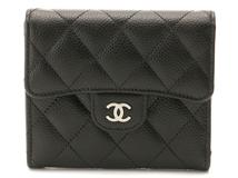 CHANEL　シャネル　マトラッセ　クラシック スモール フラップ ウォレット　ブラック/シルバー金具　キャビアスキン　ブラック　AP0231　二つ折り財布　2143000730107【207】