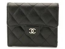 CHANEL シャネル マトラッセ フラップ 長財布 シルバー金具 ブラック CHANEL シャネル】 キャビアスキン マトラッセ ロング フラップ