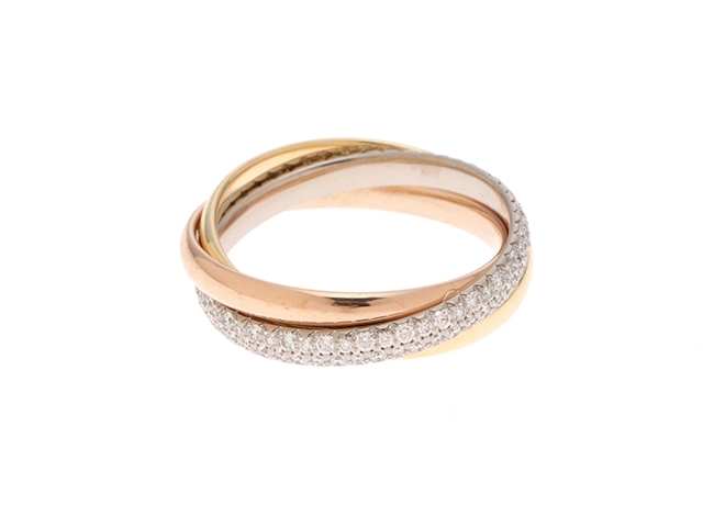 Cartier カルティエ トリニティ リング スモールモデル セミパヴェ B4235952 K18WG/YG/PG/ダイヤモンド計0.46ct 2024年正規品【472】SJ