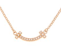 TIFFANY＆CO　ティファニー　Tスマイルミニ　ネックレス　K18ピンクゴールド　ダイヤモンド　2.0g　2143000731821　【471】L