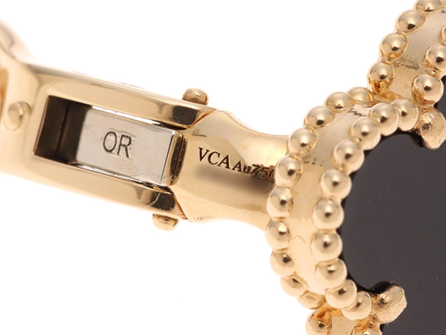 Van Cleef & Arpels　ヴァン クリーフ&アーペル　ヴィンテージアルハンブラ　ピアス　K18 ゴールド　オニキス　約7.7g　433