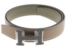 HERMES エルメス　Hベルト32ｍｍ　ヴォーエプソン 　エトゥープ/ヴェールヴェロネーズ　ソーブラック　100cm　K刻印　未使用品　【472】AH