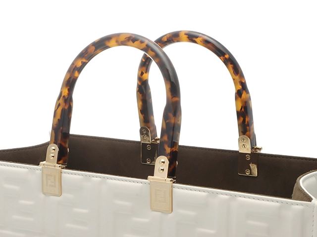 FENDI　フェンディ　ＦＦエンボス　サンシャイン　ミディアム　ホワイト　2WAYバッグ　カーフ【431】2143000733993