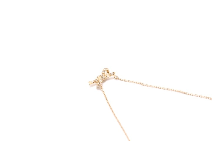 JEWELRY ノンブランドジュエリー リボンモチーフ ネックレス K18PG ピンクゴールド ダイヤモンド 0.10ct 【460】2143000734365