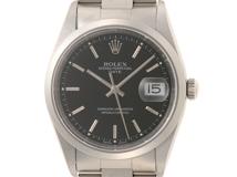 A番　ROLEX　ロレックス　パーペチュアル　デイト SS　15200　ステンレススチール　ブラック文字盤　自動巻き　メンズ　腕時計　C