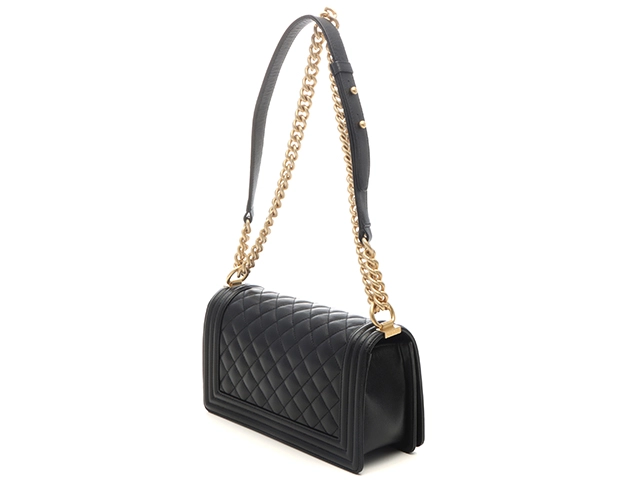 CHANEL　シャネル　ボーイシャネル25　チェーンショルダー 　ブラック/ゴールド金具 　キャビア　【471】M