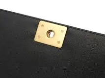 CHANEL　シャネル　ボーイシャネル25　チェーンショルダー 　ブラック/ゴールド金具 　キャビア　【471】M