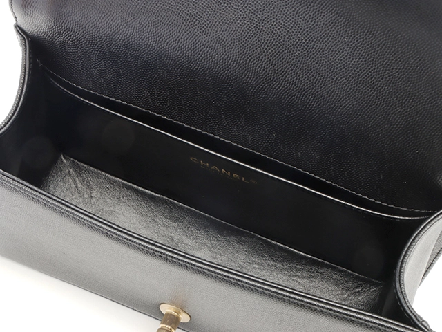 CHANEL　シャネル　ボーイシャネル25　チェーンショルダー 　ブラック/ゴールド金具 　キャビア　【471】M