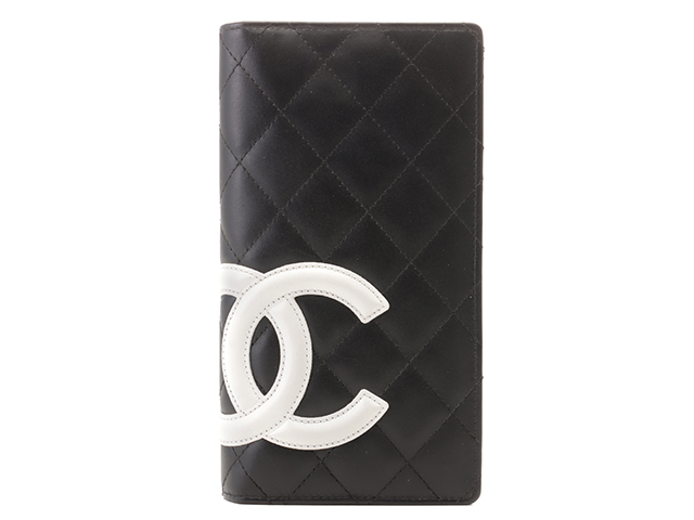 CHANEL シャネル カンボンライン 二つ折長財布 ブラック/ホワイト/SV カーフ【432】2143100017542  の購入なら「質」の大黒屋（公式）