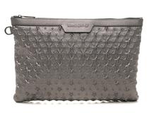 JIMMY　CHOO　ジミーチュウ　スタースタッズ　デレク　クラッチバッグ　ガンメタル レザー【431】2143100255395