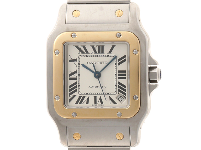 カルティエ Cartier 時計 メンズ ブランド サントスガルベ XL デイト 自動巻き AT ステンレス SS ゴールド YG W20099C4 コンビ 磨き済み