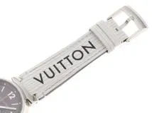 LOUIS VUITTON　ルイ・ヴィトン　タンブール クロノ　ブラウン文字盤　SS/レザー　Q1121　自動巻き　オートマチック　メンズ腕時計【431】