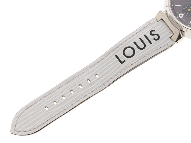 LOUIS VUITTON　ルイ・ヴィトン　タンブール クロノ　ブラウン文字盤　SS/レザー　Q1121　自動巻き　オートマチック　メンズ腕時計【431】