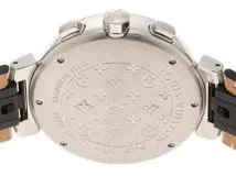 LOUIS VUITTON　ルイ・ヴィトン　タンブール クロノ　ブラウン文字盤　SS/レザー　Q1121　自動巻き　オートマチック　メンズ腕時計【431】