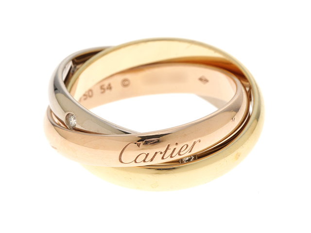Cartier カルティエ トリニティ リング 指輪 3連 B4088500 3ゴールド 5P ダイヤモンド 【460】 2143100339804