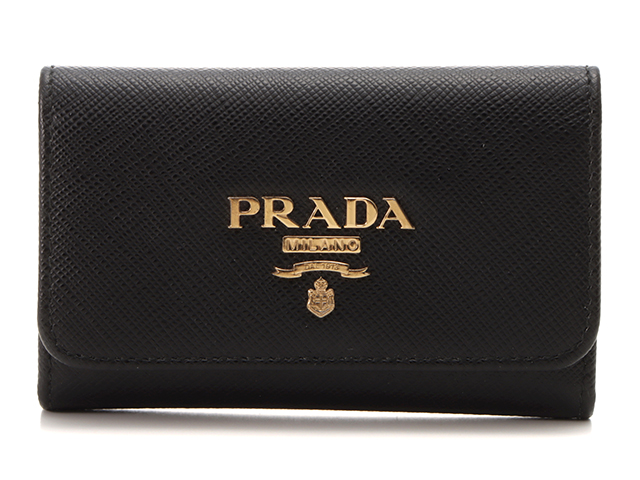 PRADA プラダ サフィアーノ 4連キーケース 1PG004 カーフ ブラック