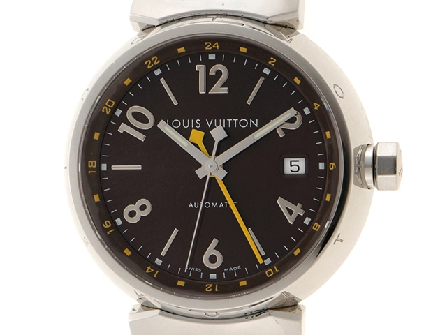 ルイ・ヴィトン LOUIS VUITTON タンブール グラファイトGMT Q1D30 グレー ステンレススチール SS 自動巻き メンズ 腕時計