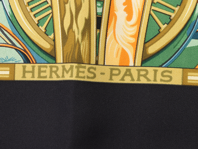 HERMES エルメス カレ90 RYTHMES DU MONDE ブラック シルク