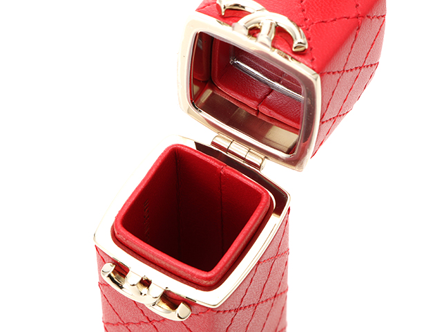 CHANEL シャネル 小物 リップスティックケース レッド ゴールドメッキ