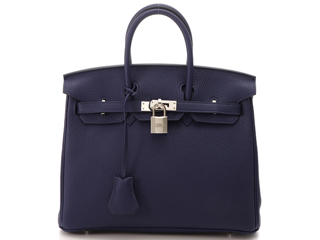 HERMES エルメス バーキン25 ブルーアンクル シルバー金具 トゴ