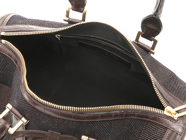 BURBERRY バーバリー ボストンバッグ ブラウン スエード/クロコ