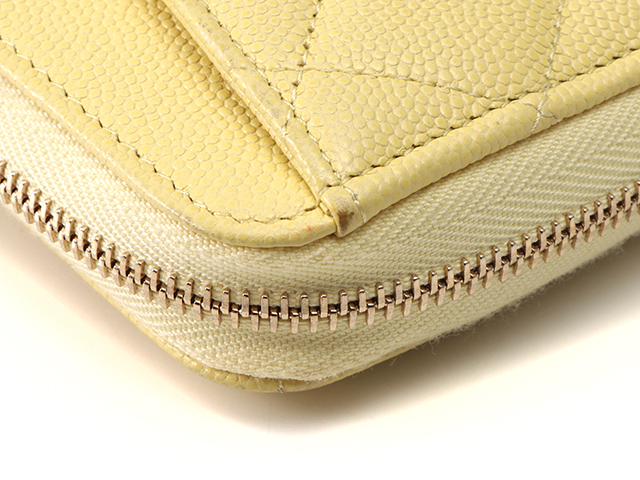CHANEL シャネル 財布 マトラッセラウンド長財布 イエロー