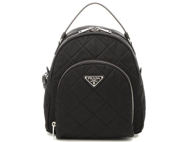 【ネット限定】PRADA　プラダ　キルティング　リュックサック　1BZ066　ナイロン　レザー　ブラック　【888】　2143100393752　I