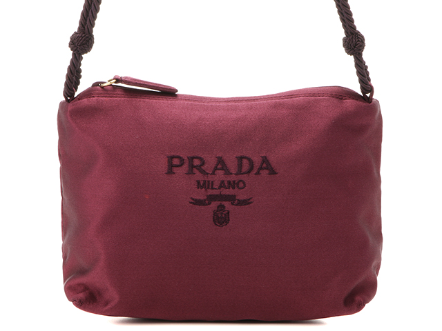 PRADA プラダ ミニショルダー サテン ボルドー【430】2143100394353 の