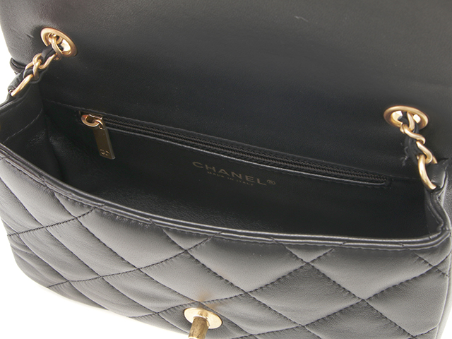 CHANEL シャネル　チェーンショルダーバック　ミニマトラッセハートチャームチェーンショルダー　ブラック　カーフ　AS3456 B08840  94305【472】AH