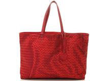 BOTTEGAVENETA　ボッテガヴェネタ 　イントレッチオリュージョントートバッグ　レッド　 ナイロン/レザー【430】2143100399532