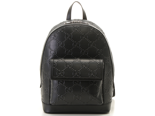 GUCCI　グッチ　GGエンボスバックパック　658579　レザー　ブラック【472】2143100400092　K