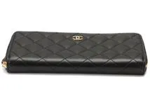 CHANEL シャネル マトラッセラウンド長財布 黒/GP ラム