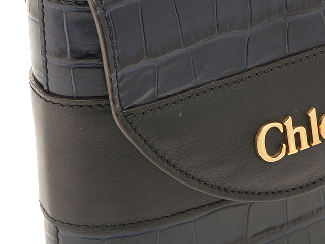 【Chloeさま専用】ネイビーくま ネット限定】 Chloe クロエ アビーロック スモール クロコ型押し