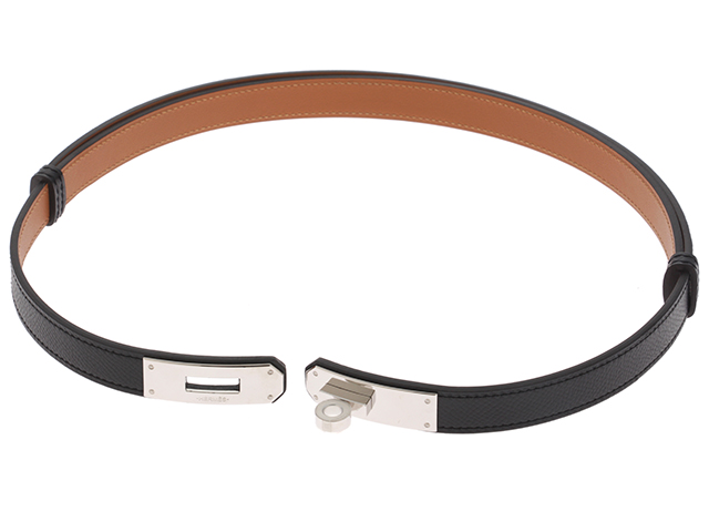 HERMES エルメス ベルト ケリー18 ブラック ゴールド金具 ヴォー